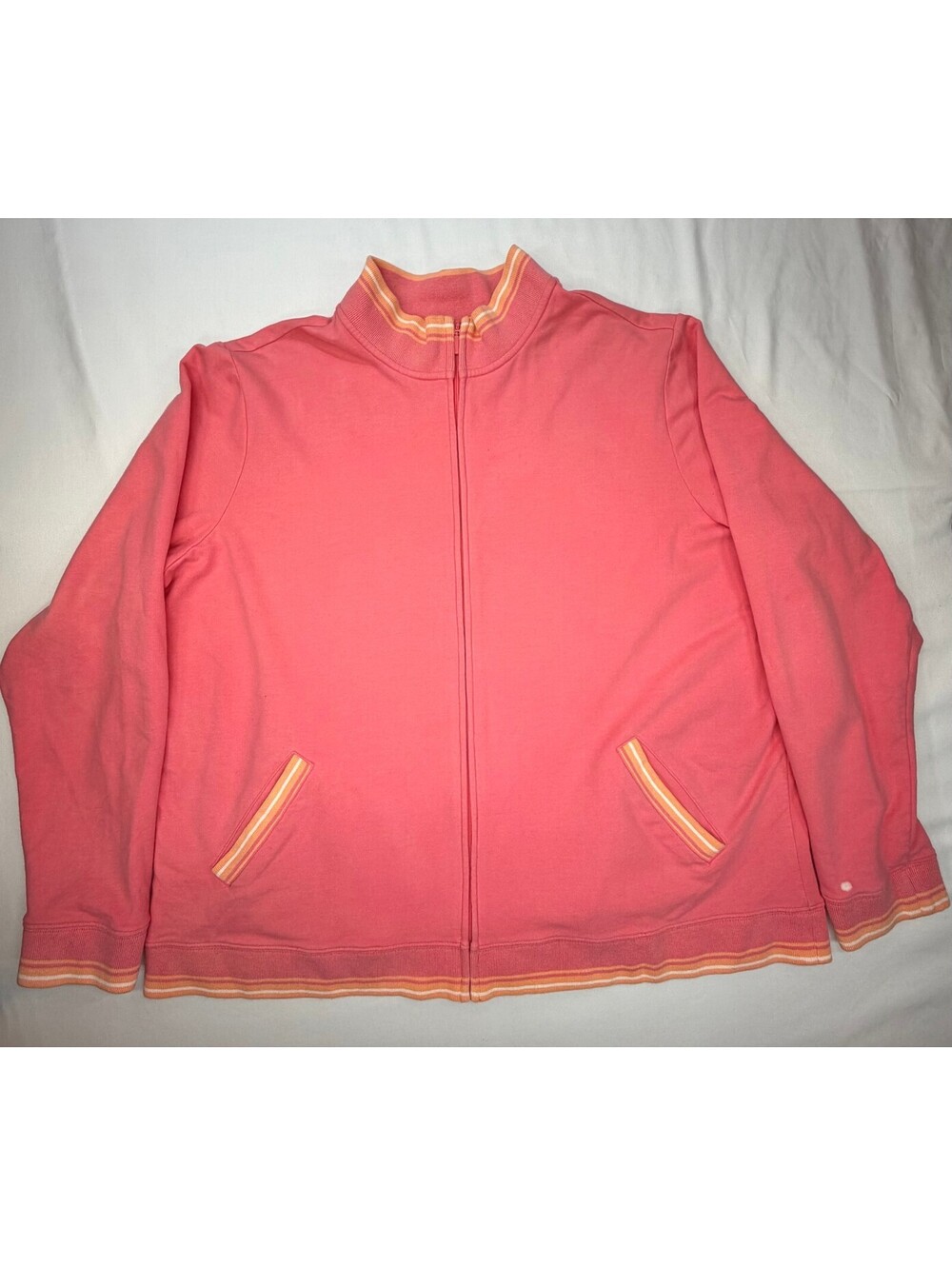 Sport Savvy Womens Track Jacket Full Zip Stand-Up Collar Activewear Size XL Pink
